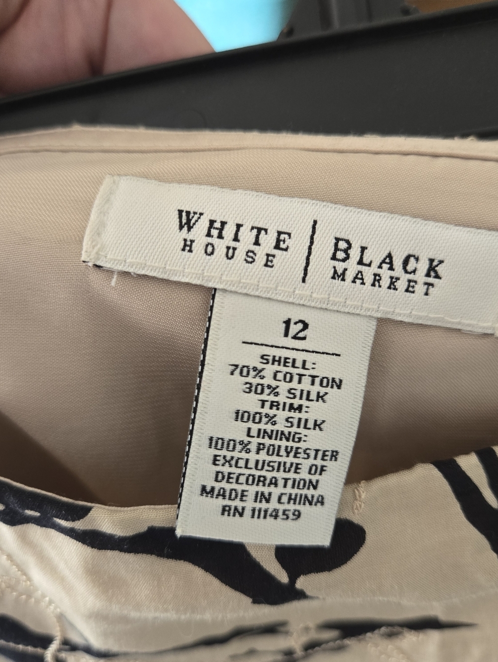 WHBM Beige Floral A-Line Skirt with Black Print - Picture 4 of 5